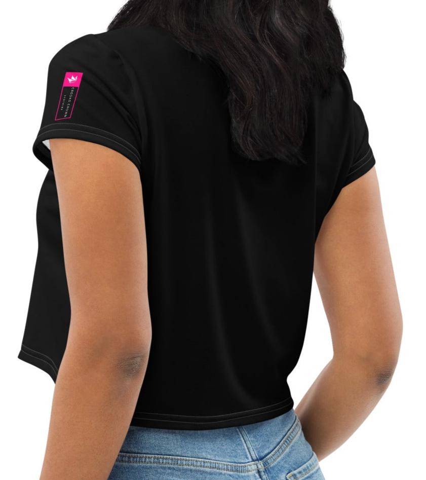 Crookd Crown Crop Top – Black & Hot Pink back