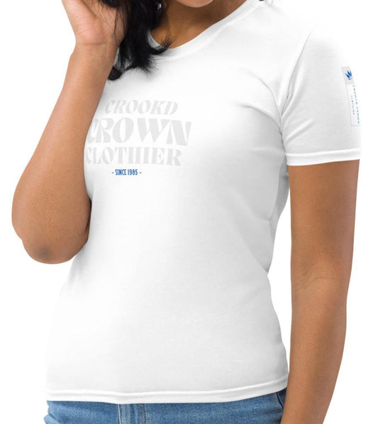 Crookd Crown Baby Doll Tee – White & Light Gray side