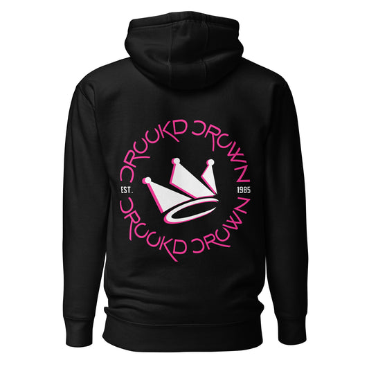 Women’s Crookd Crown Hoodie – Black & Pink back