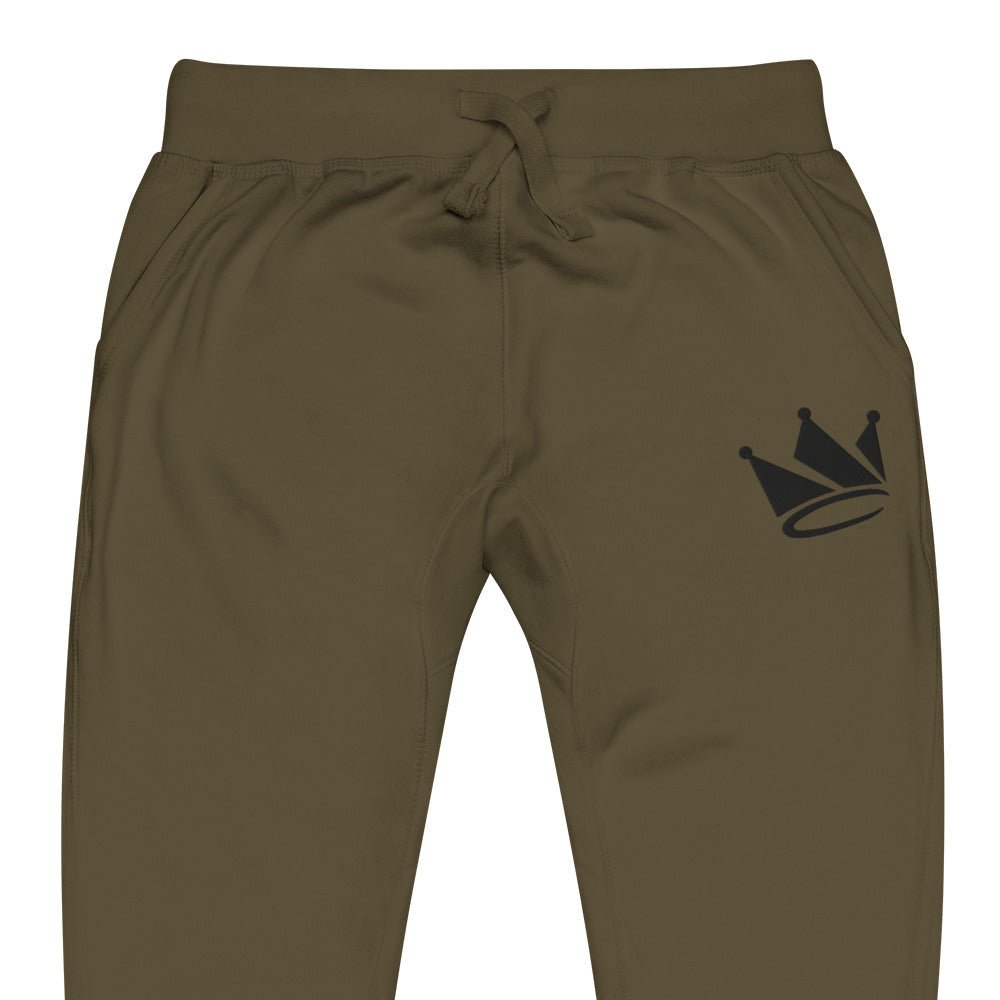 OG Crookd Crown Embroidered Joggers – Green closeup